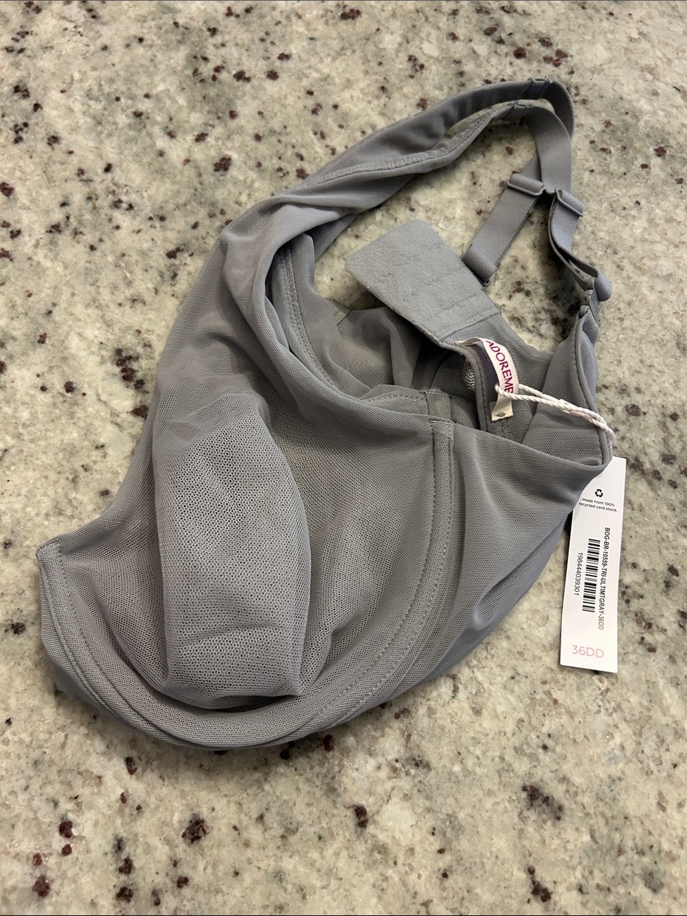 NWT Adore Me Grey Mesh Bra with Adjustable Strap